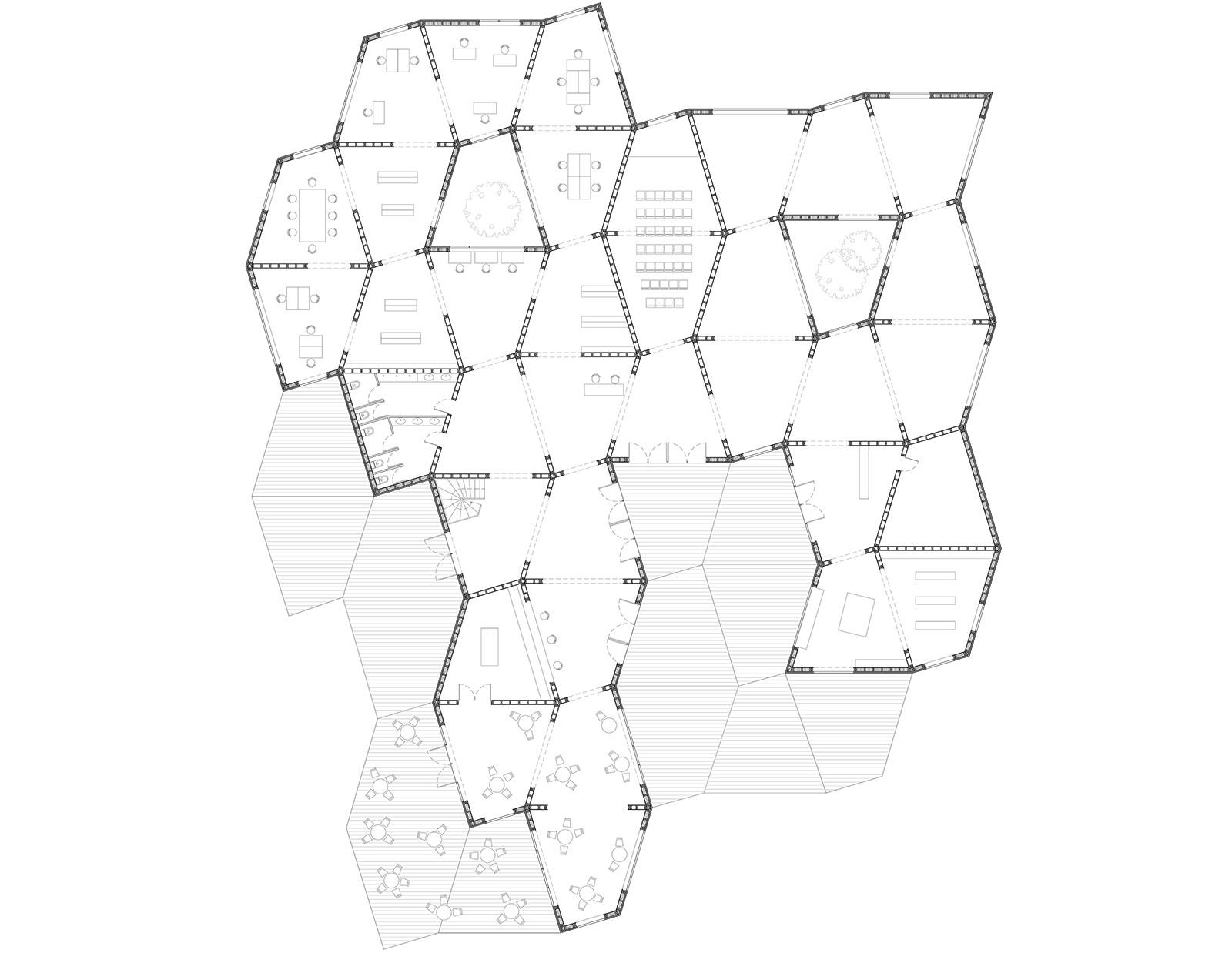 Centre ornithologique pour la lagune de Venise - Plan de rez-de-chaussée du bâtiment d’accueil ossature bois modulaire