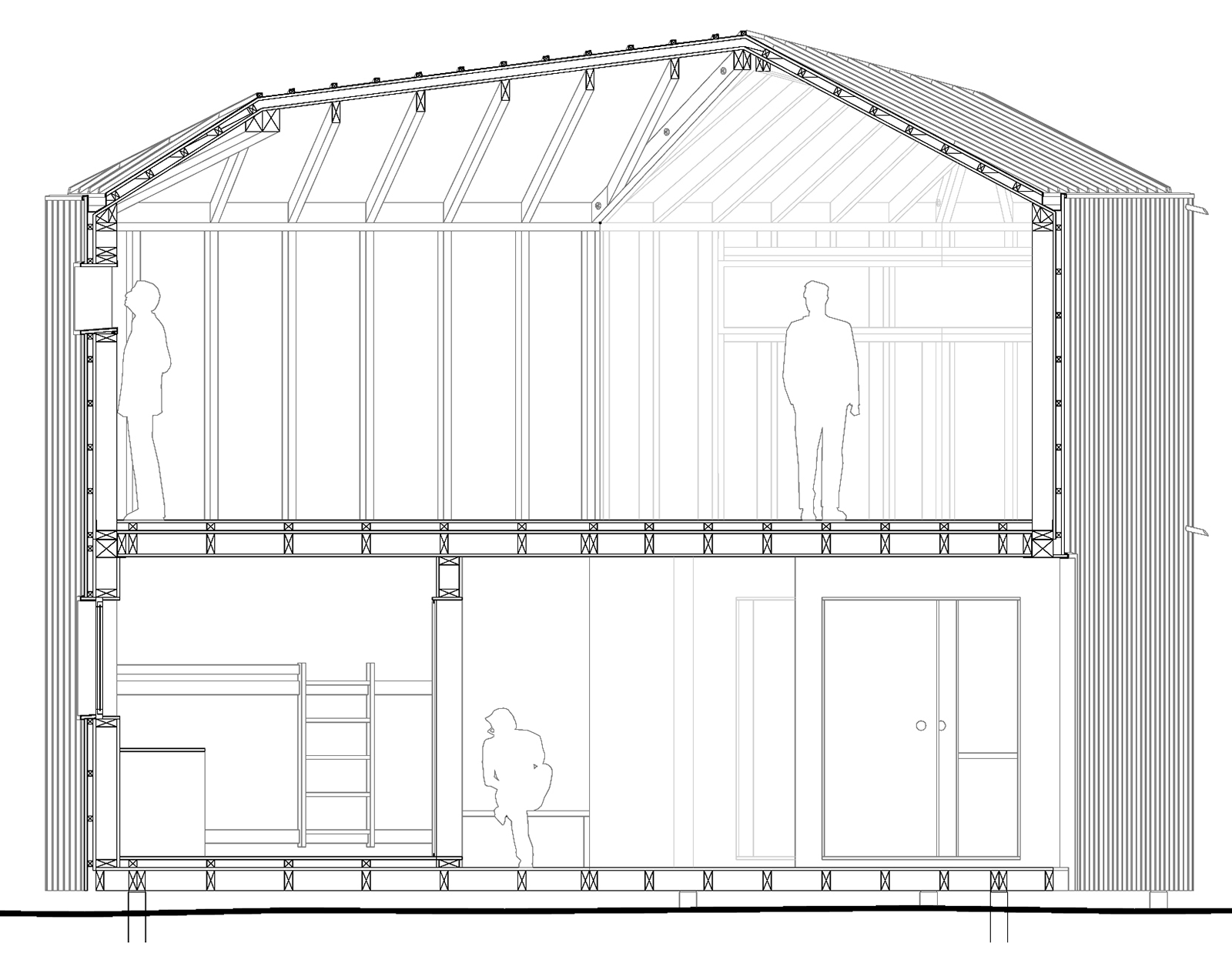 Centre ornithologique pour la lagune de Venise - Coupe d’un pavillon d’observation modulaire en ossature bois