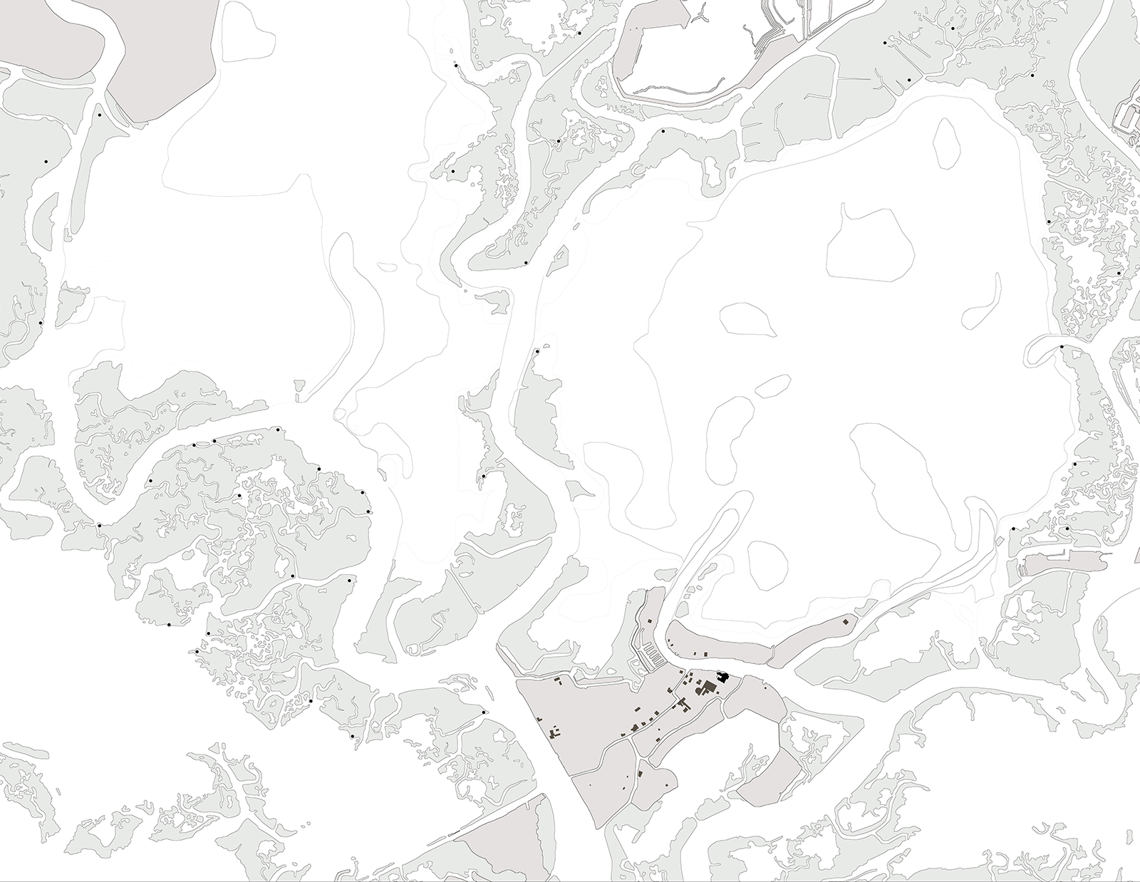 Centre ornithologique pour la lagune de Venise - Plan d’implantation général sur la lagune