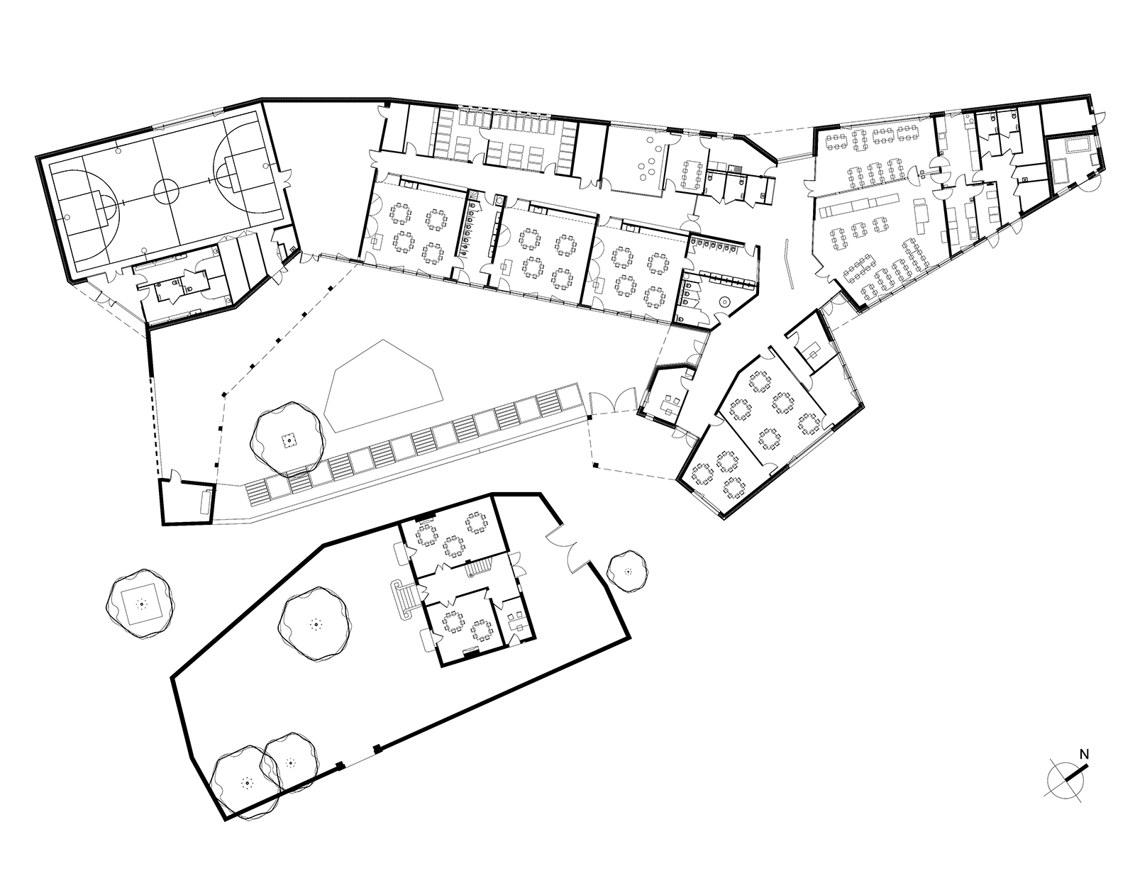 Plan de rez-de-chaussée de l’école maternelle et salle multisports Marcellin Berthelot à Mont-Saint-Aignan