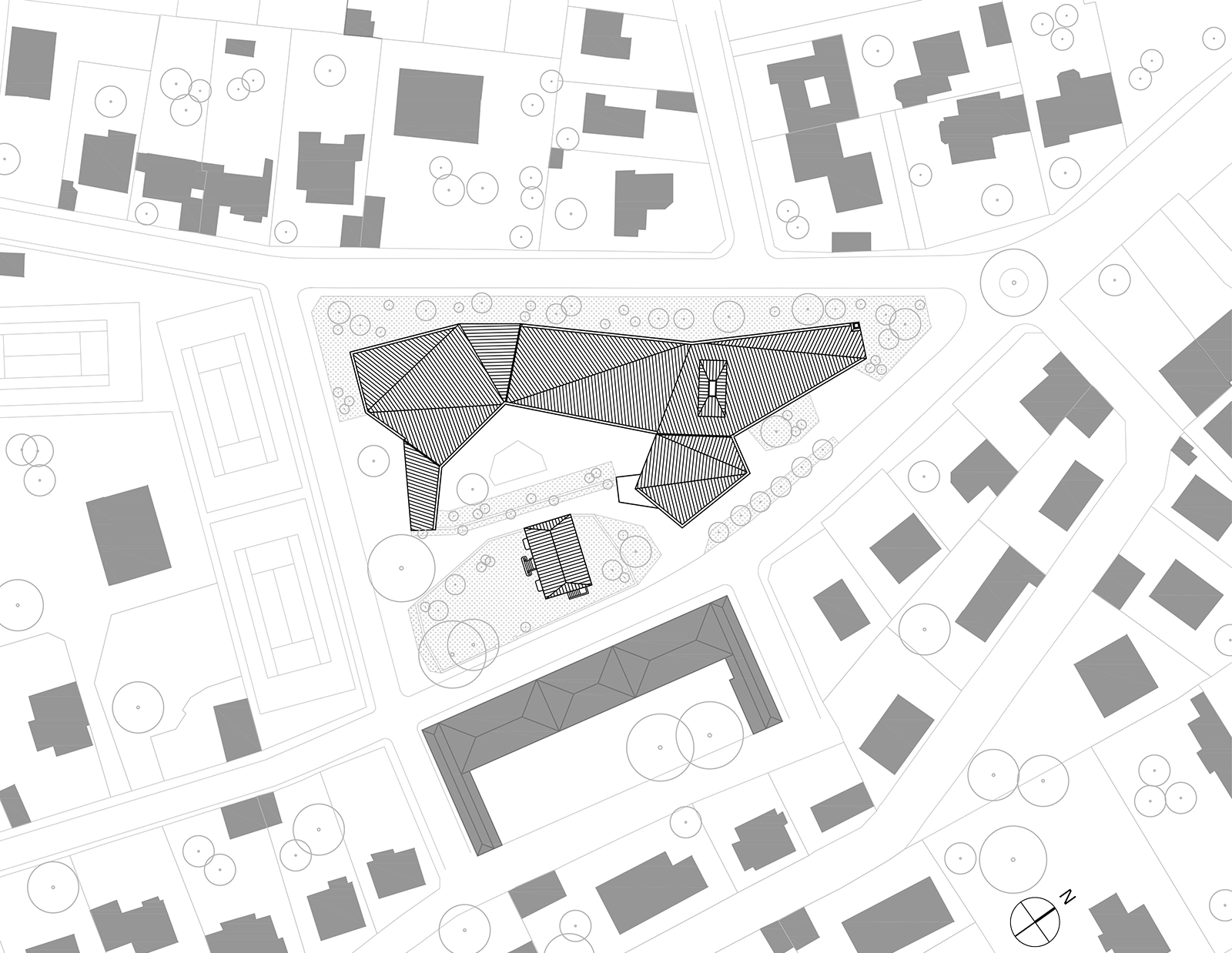 Plan masse de l’école maternelle et salle multisports Marcellin Berthelot à Mont-Saint-Aignan