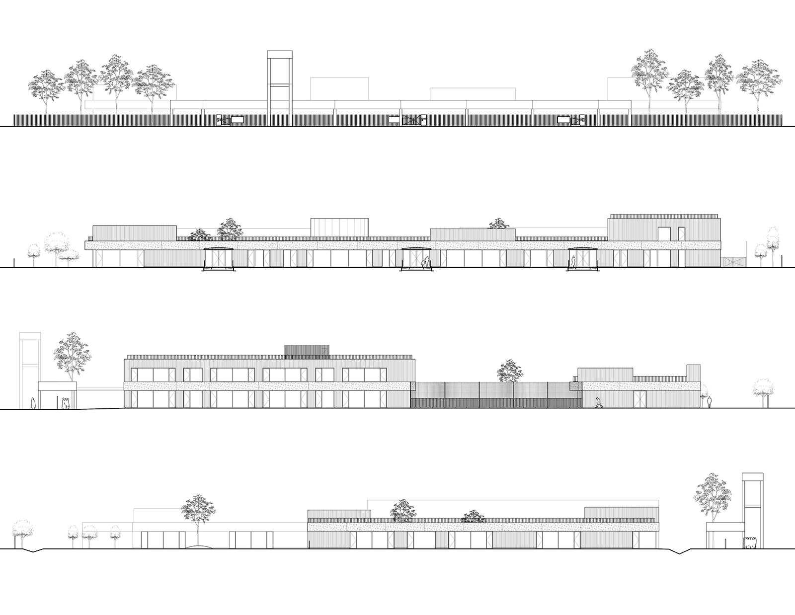 Elévations du groupe scolaire et centre de loisirs Chanteloup à Moissy-Cramayel