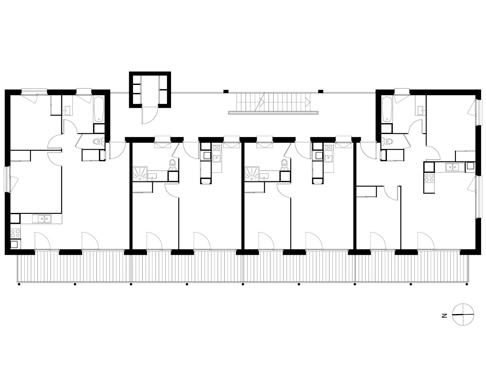 Plan d’étage courant des logements à coursive à Colombelles