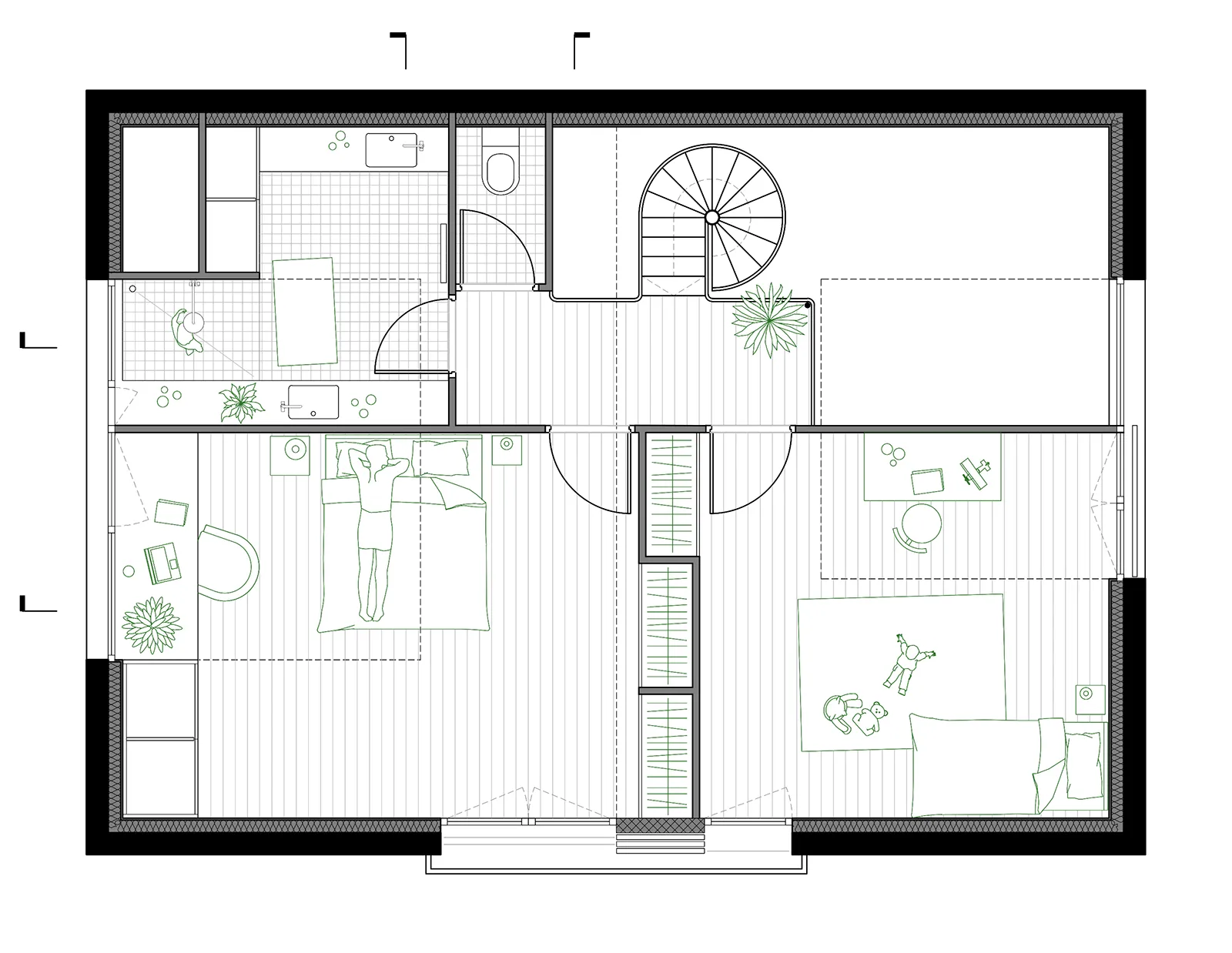 Plan de la surélévation de la maison à Mourepiane